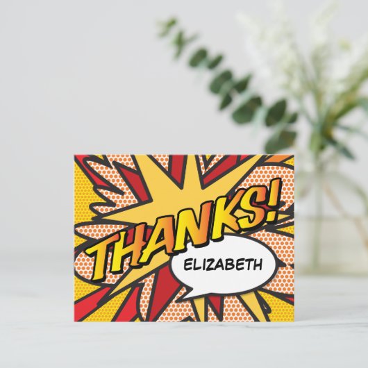 BEDANKT Uw Bericht Spraak Bubble Fun Retro Briefkaart (Staand voorkant)