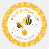 Bedankt van Cute Bee voor het stoken door het Baby Ronde Sticker (Voorkant)