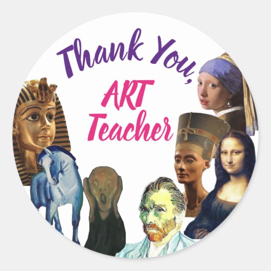 Bedankt van de Art Teacher Ronde Sticker (Voorkant)