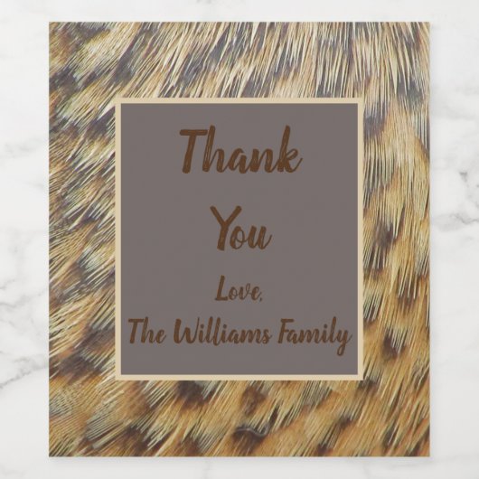 Bedankt van Family Animal Pattern Feathers Wijn Etiket (Enkel label)