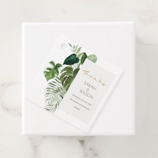 Bedankt van het groene handpalm Tropical Foliage W Bedankjes Labels (In situ)
