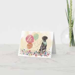 Bedankt van u en zwarte labrador retriever hond
