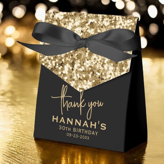Bedankt Verjaardag Gouden Glitter Monogram Script Bedankdoosjes