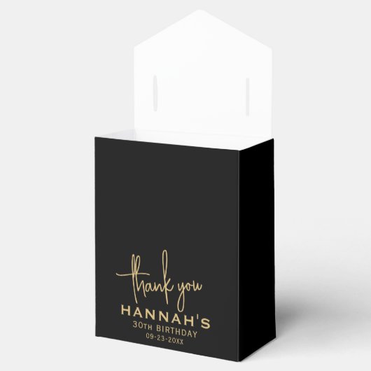 Bedankt Verjaardag Gouden Glitter Monogram Script Bedankdoosjes (Geopend)