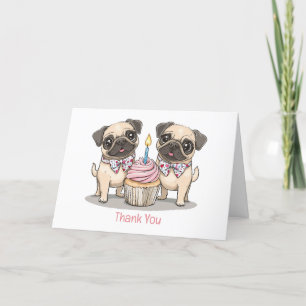 Bedankt Verjaardag Pug Dogs Cupcake