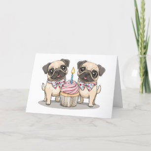 Bedankt Verjaardag Pug Dogs Cupcake