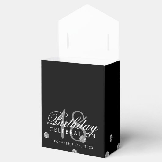 Bedankt Verjaardag Silver Glitter Confetti Zwart Bedankdoosjes (Geopend)
