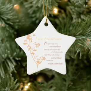 Bedankt verpleegkundige, bruin keramisch ornament