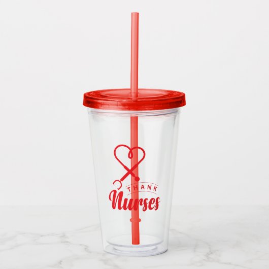 Bedankt verpleegsters acryl drinkbeker (Voorkant)