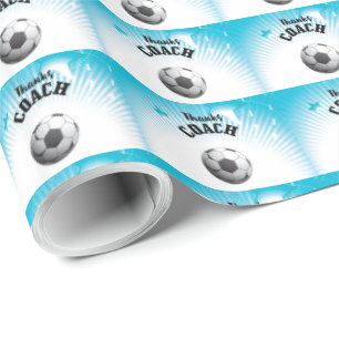 Bedankt Voetbal coach Aqua Blue Stars Ball Cadeaupapier