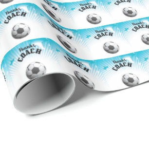 Bedankt Voetbal coach Aqua Blue Stars Ball Cadeaupapier