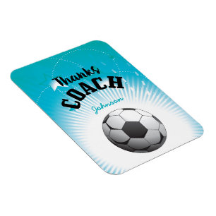 Bedankt Voetbal coach Aqua Blue Stars Ball Magneet