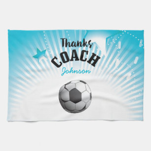 Bedankt Voetbal coach Aqua Blue Stars Ball Theedoek