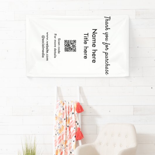 Bedankt voor aankoop naam titel hier QR scannen Spandoek (Insitu)