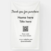 Bedankt voor aankoop naam titel hier QR scannen Spandoek (Verticaal)