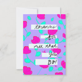 "Bedankt voor alles wat je doet" Gewoon omdat Kaar Bedankkaart