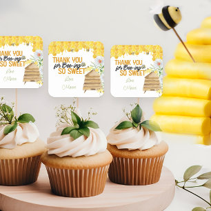 Bedankt voor Bee-ing zo Sweet Honeycomb Bijenkorf Vierkante Sticker