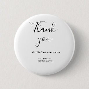Bedankt voor bestelkortingscode website social b ronde button 5,7 cm