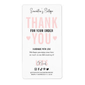 Bedankt voor bestellogo Roze Vrouwelijke Verpakkin Etiket (Voorkant)