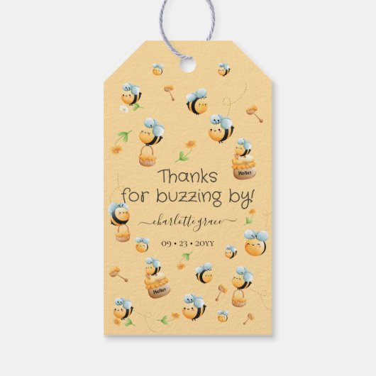 Bedankt voor Buzzing by 1st Baby's Bee-Day Cadeaulabel (Achterkant)