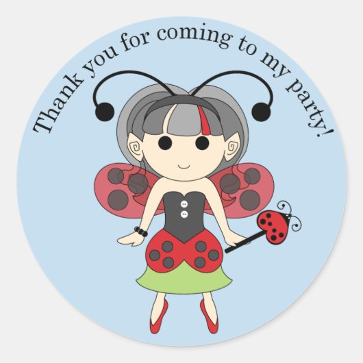 Bedankt voor Coming Ladybug Fairy Sticker Blauw (Voorkant)