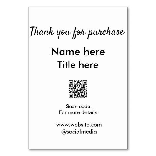 Bedankt voor de aankoop naam hier scannen QR (Achterkant)
