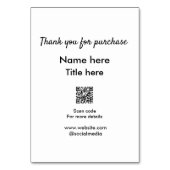 Bedankt voor de aankoop naam hier scannen QR (Voorkant)