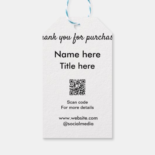 Bedankt voor de aankoop naam hier scannen QR Cadeaulabel (Achterkant)