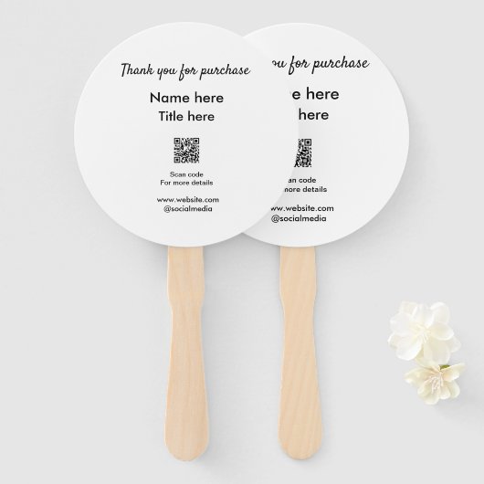 Bedankt voor de aankoop naam hier scannen QR Handwaaier (Voorkant en achterkant)