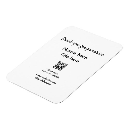 Bedankt voor de aankoop naam hier scannen QR Magneet (Linkerzijde)