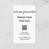 Bedankt voor de aankoop naam hier scannen QR Visitekaartje (Achterkant)