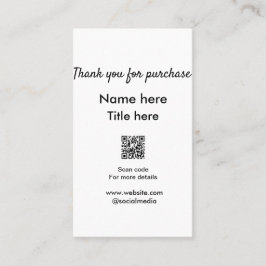 Bedankt voor de aankoop naam hier scannen QR Visitekaartje