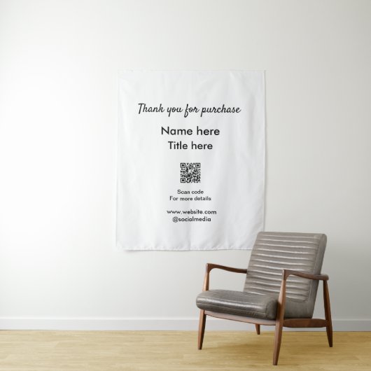 Bedankt voor de aankoop naam hier scannen QR Wandkleed (In situ)