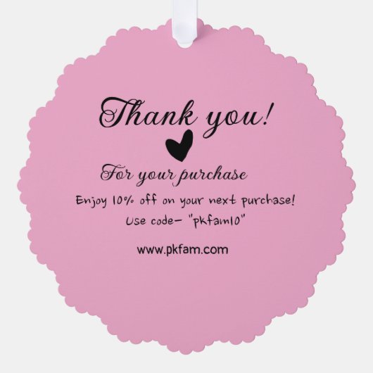 Bedankt voor de aankoop roze familie zakelijk deta ornament kaart (Voorkant)