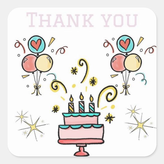 Bedankt voor de cadeautjes van Birthday Vierkante Sticker (Voorkant)