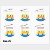 Bedankt voor de Gele School Bus Birthday Party Ronde Sticker (Vel)