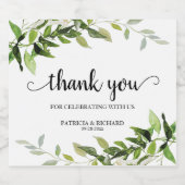 Bedankt voor de groene bruiloft sparkling wijnetiket (Enkel label)