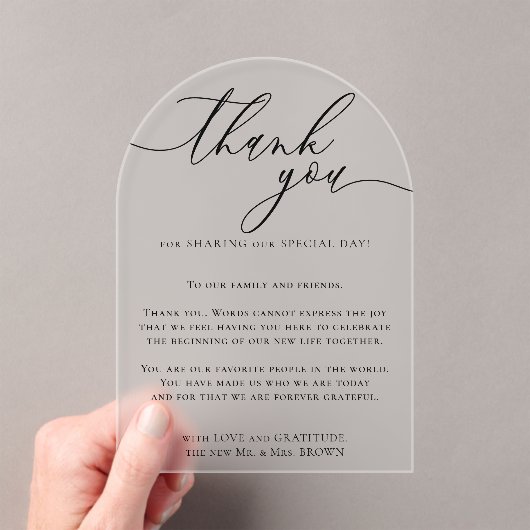 Bedankt voor de moderne bruiloft acryl uitnodigingen (Insitu (Draagbaar))