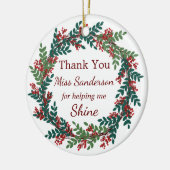 Bedankt voor de naam van de leraar kerstmis. keramisch ornament (Links)