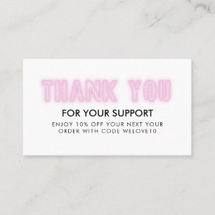 Bedankt voor de roze Neon Instagram Korting Visitekaartje