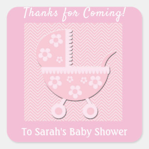 Bedankt voor de Sticker Roze Baby shower