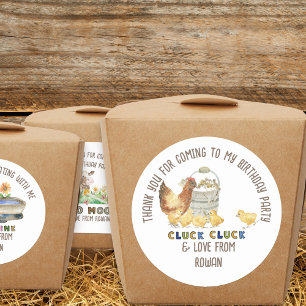 Bedankt voor de verjaardag van Coming Chicken Boer Ronde Sticker