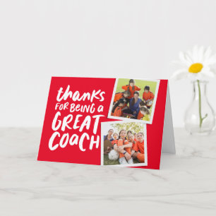 Bedankt voor een geweldige coach rode foto bedankt kaart