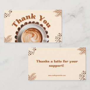 Bedankt voor een Latte Koffie Dankkaart Visitekaartje