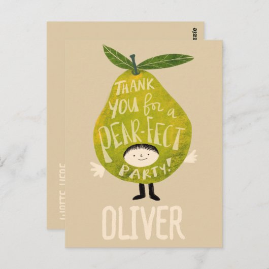 Bedankt voor een pe-perfect feestje grappige peer  briefkaart (Voorkant / Achterkant)