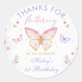 Bedankt voor fluiten met vlinder Hartelijk dank Ronde Sticker (Voorkant)