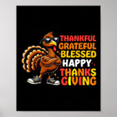 Bedankt voor Grateful Blessed Happy Thanksgiving T Poster (Voorkant)