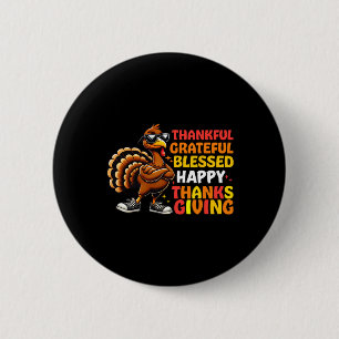 Bedankt voor Grateful Blessed Happy Thanksgiving T Ronde Button 5,7 Cm