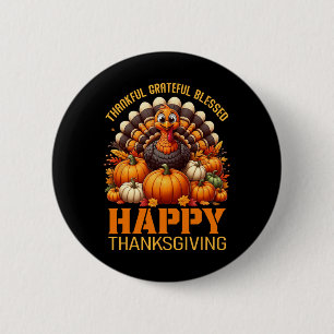 Bedankt voor Grateful Blessed Happy Thanksgiving T Ronde Button 5,7 Cm