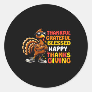 Bedankt voor Grateful Blessed Happy Thanksgiving T Ronde Sticker